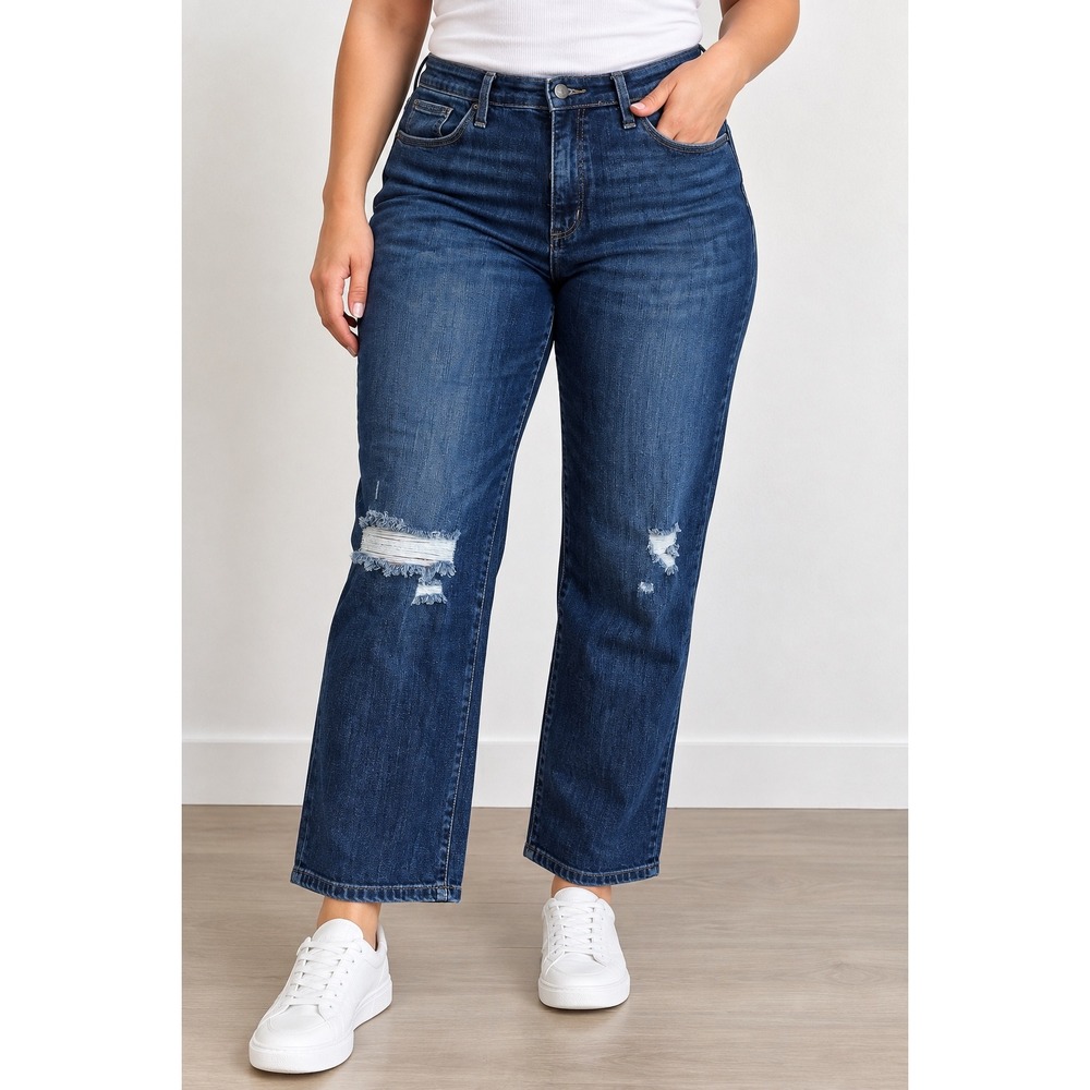 Universal Thread Dark Wash Cropped Flare Jeans Women's 16 Distressed Streetwear